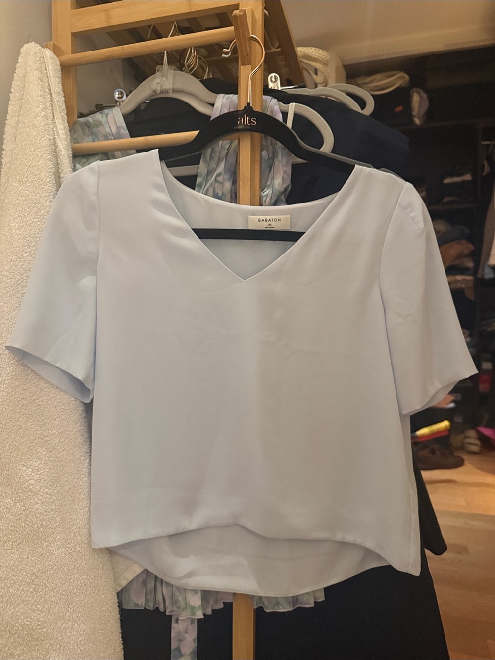 Aritzia babaton pale blue blouse